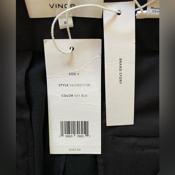NWT Vince High Waist Tailored Pants. Black. size 8 - Picture 5 of 11